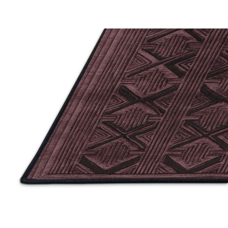 Tapis brun treillis lavable à la machine, Rond 5 pi