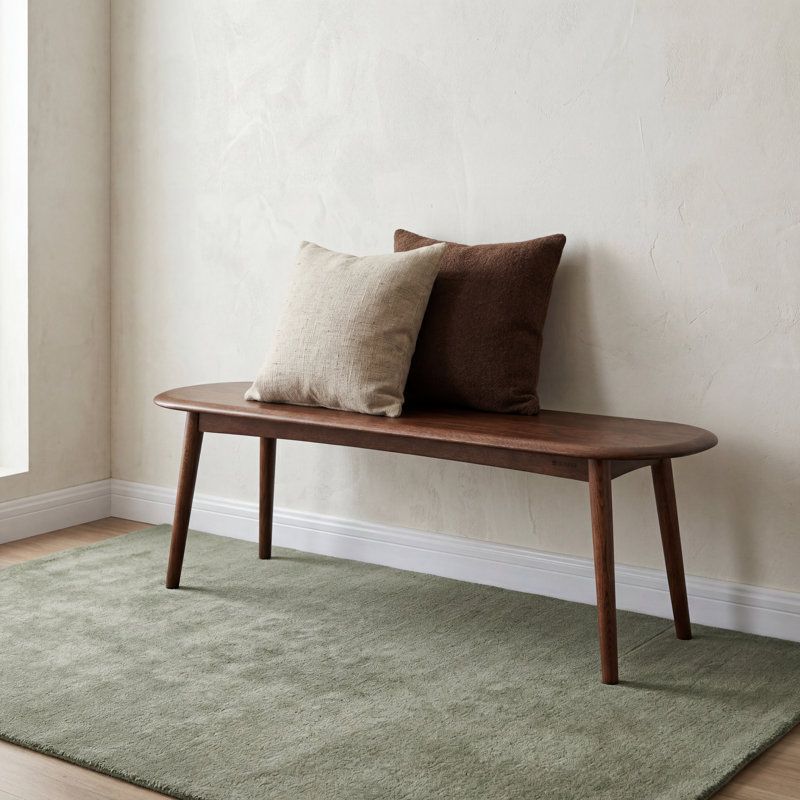 Banc de 47 po en chêne massif pour hall d'entrée moderne , Chêne brun, 47"W
