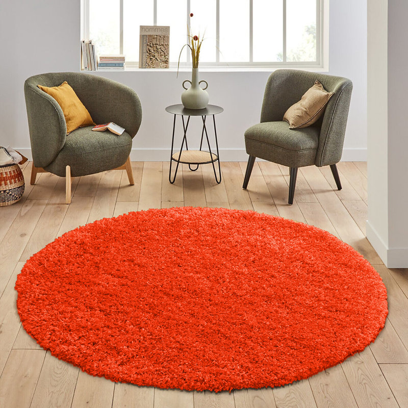 Verona Thick Orange Shaggy Area Rug – Soft Pile, Non-Slip, Durable Polypropylene Carpet for Living Room, Bedroom & Hallway