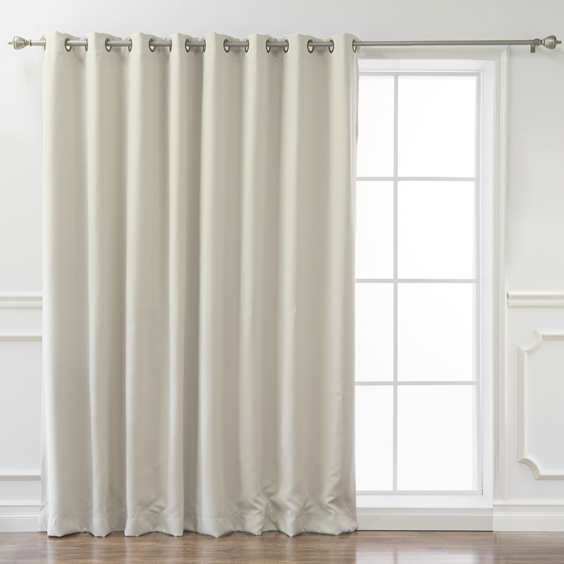 Lucca Solid Fire Retardant Blackout/Room Darkening Grommet Single Curtain Panel, Moss, 100" W x 84" L