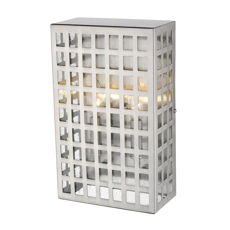Plafonnier encastré d'extérieur 2 lumières Hobbs, Nickel satiné