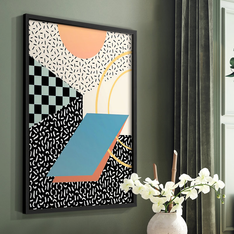 «Modern Memphis II», reproduction encadrée - bois massif, Cadre simple noir, H 10 po x l 8 po