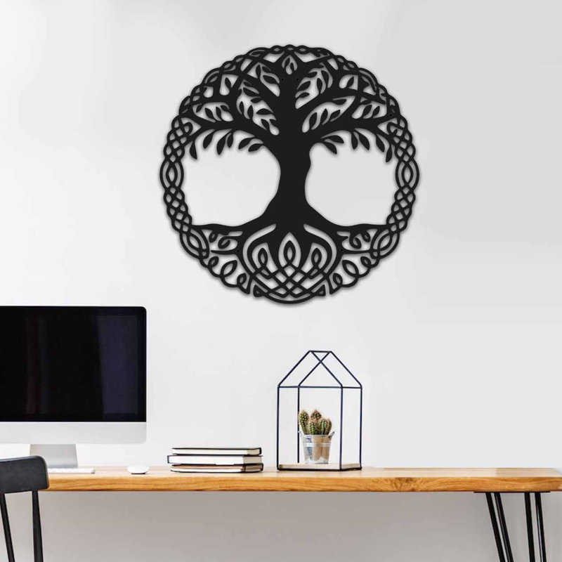 Elegant Decorative Metal Wall Accessory, Black Finish, 19.3 x 19.3 inches | 100% Metal, Thickness: 0.06 inches | Easy Wall Mount Design, Perfect for Modern Home Decor & Stylish Interiors