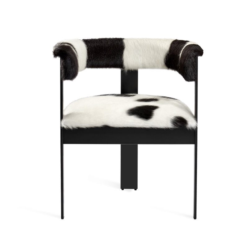 Darcy 19'' H Upholstered Armchair, Leather Hide Spotted, Matte Black