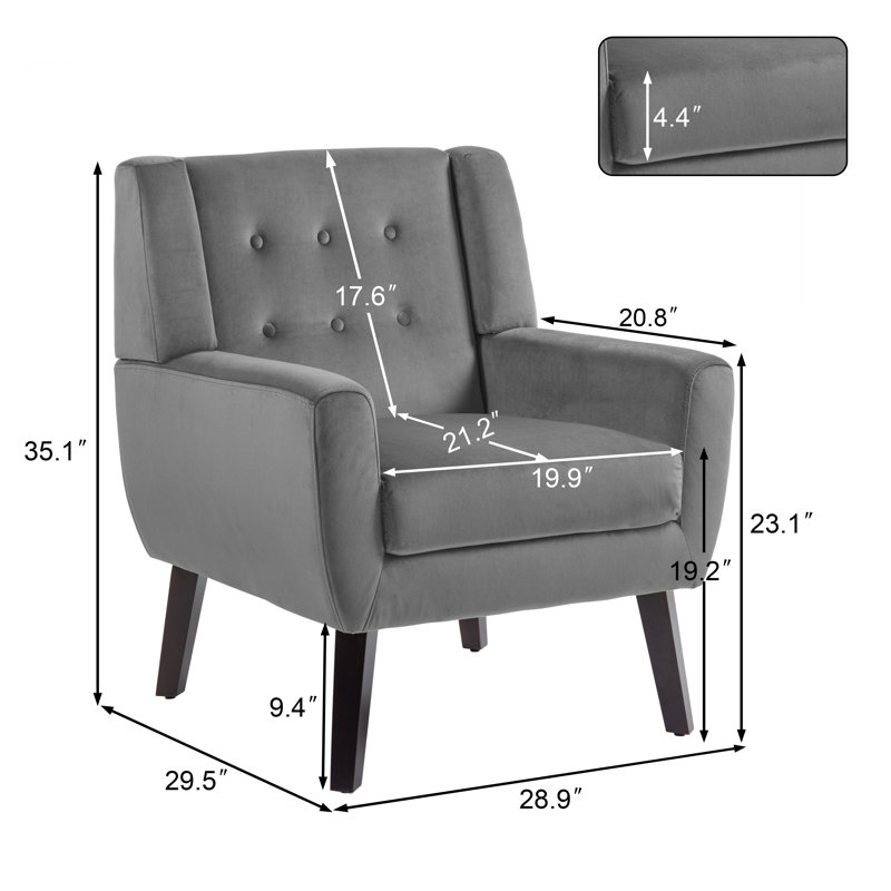 Fauteuil Jaqueze, Velours gris velours