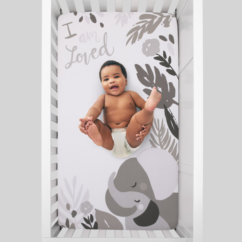 Drap-housse pour lit de bébé NoJo Elephant Hugs I Am So Love Wedemeyer