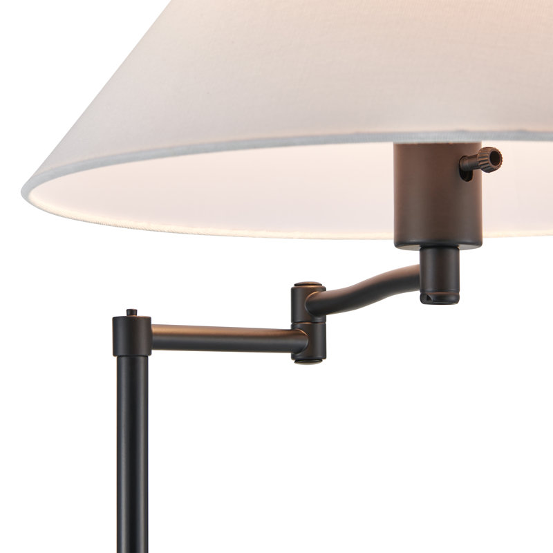 Lampe sur pied à bras pivotant moderne avec abat-jour conique blanc
