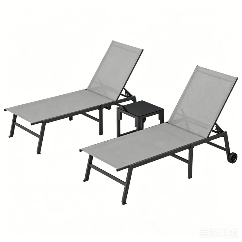 Chaise longue de patio de 76,77 po avec roulettes - Chaise réglable pour piscine, plage ou terrasse, Grey