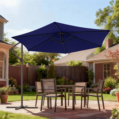 10 ft Outdoor Patio Offset Umbrella with Round Canopy for Garden, Lawn, and Backyard Use