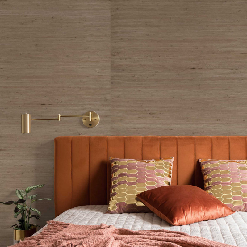 Rufas Tight Weave Jute Authentic Grasscloth Wallpaper, Taupe