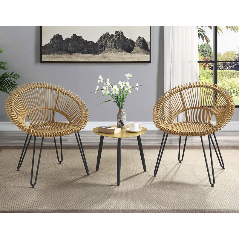 Aleasia 2 - Person Wicker Patio Dining Set with, Brown