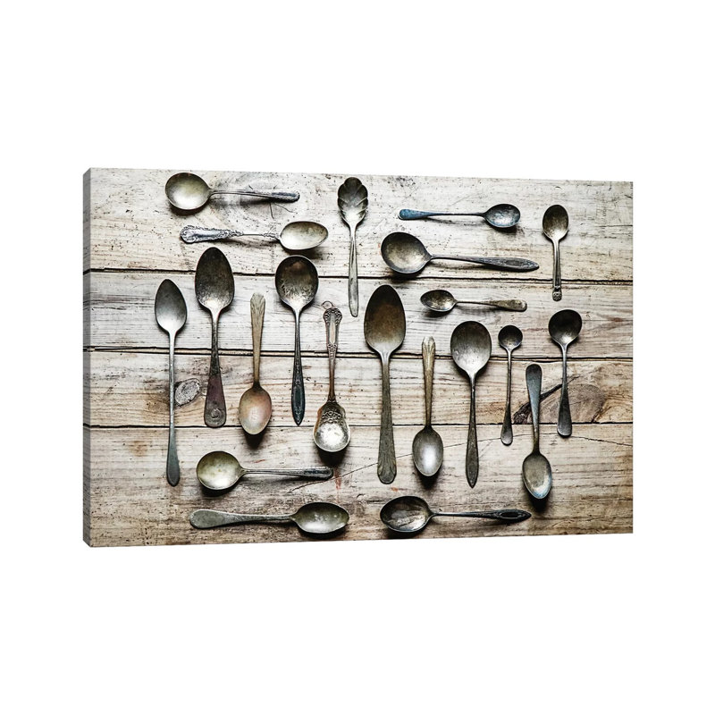 «Vintage Spoon Kitchen Print» par Debbra Obertanec - photographie sur toile tendue, H 8 po x l 12 po x P 0,75 po