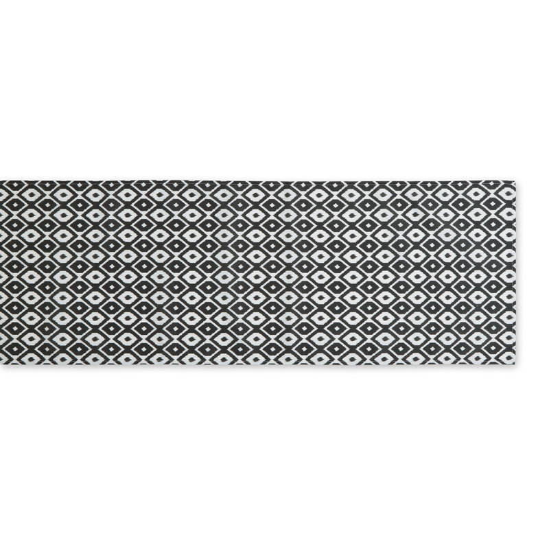 BLACK IKAT OUTDOOR TABLE RUNNER 14X72