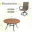 Ensemble de salle à manger de patio rond 6 chaises avec chaises pivotantes en polyester enduit de PVC 360 ° Peroson-1905407821