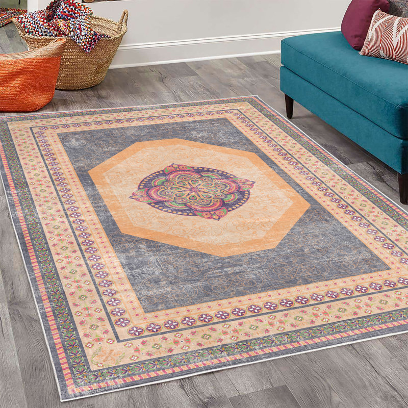 Tapis décoratif bohémien, Rectangle 4 pi x 5 pi 5 po