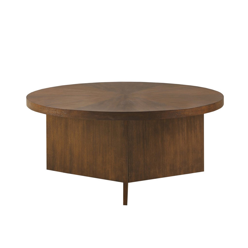 Table basse ronde au fini noyer moyen, 36 po de largeur, 16,5 po de hauteur, brun, assemblage requis pour l'installation de la table de finition, couleur brune, utilisation requise