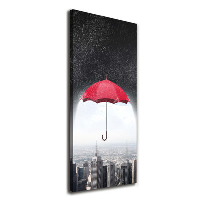 Umbrella Over The City - Wrapped Canvas Print