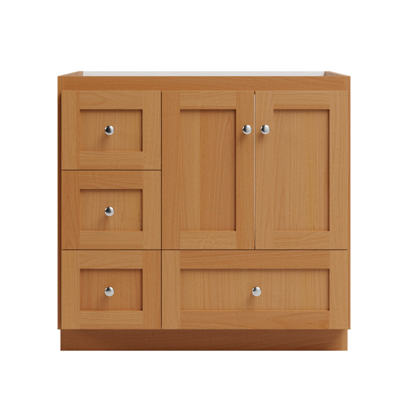 Armoire de salle de bain sans plateau en aulne naturel l 36 po x P 21 po x H 34,5 po Shaker, Aulne naturel