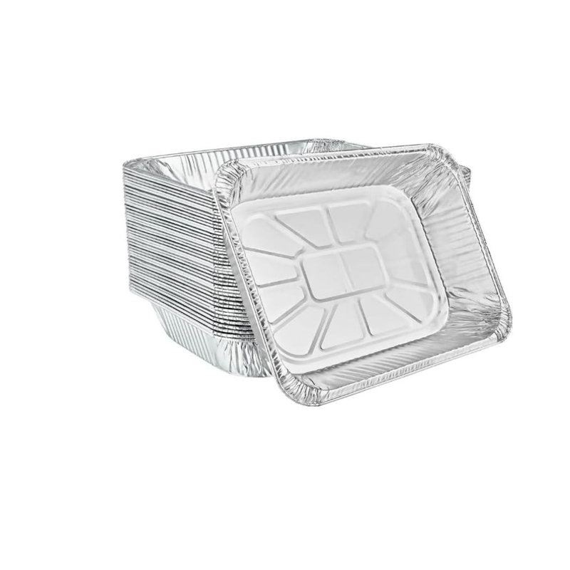 Poêle mi-profonde en aluminium Ecoqualité - jetable, casserole durable pour la cuisson, la cuisson, les grillades, la préparation des repas, le rôtissage et le rangement des aliments - parfaite pour la cuisine, la restauration, les fêtes et les événements (60)