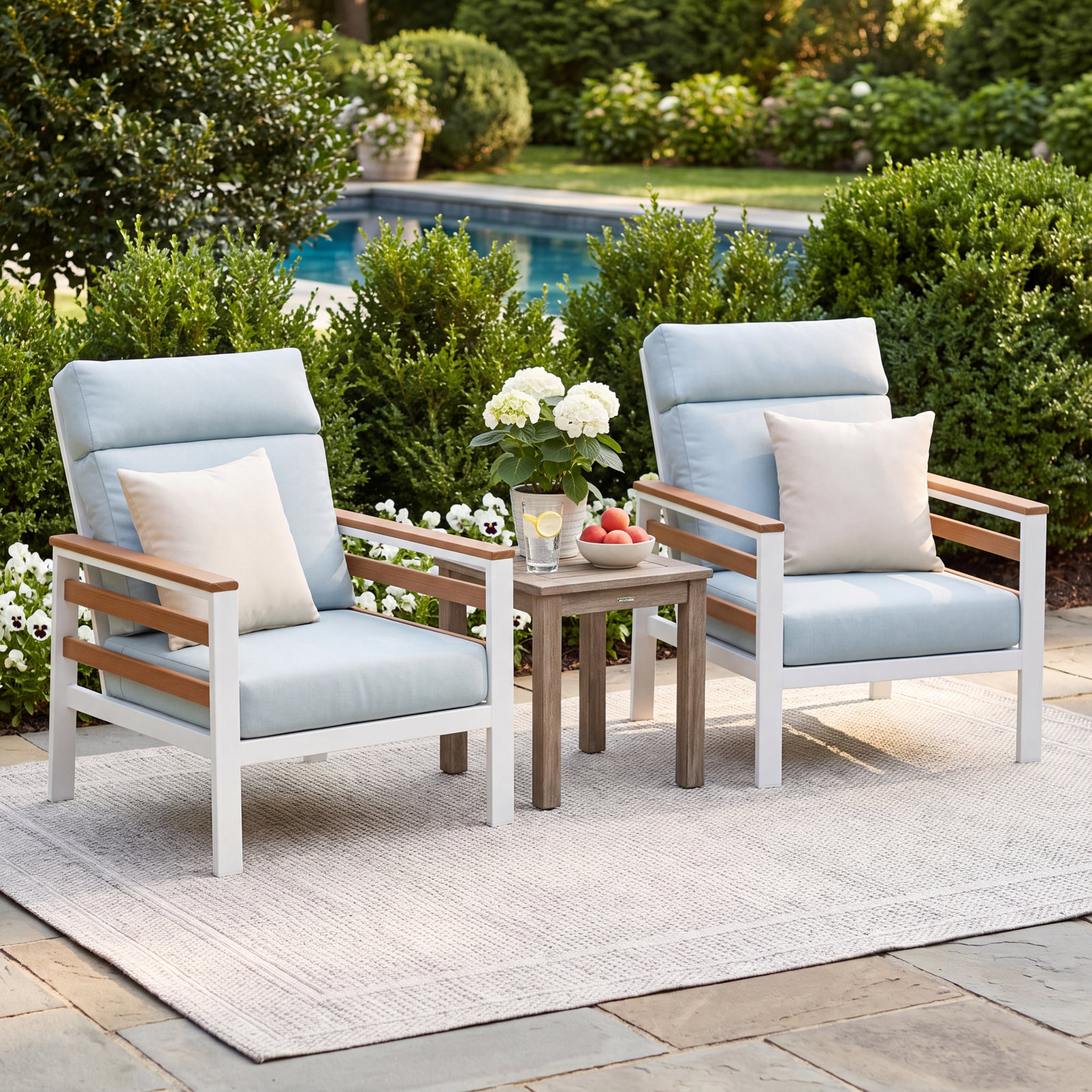 Townsend Metal Outdoor Lounge Club Chair With Sunbrella Cushion, Bliss Dew