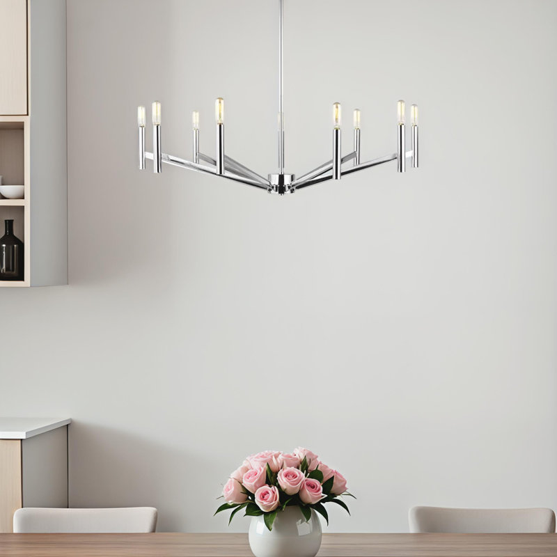 Amedee 9 - Light Dimmable Spider Chandelier, No, Chrome