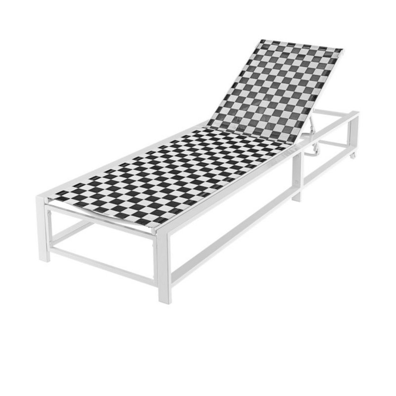 Outdoor Adjustable Patio Chaise Lounge Chair With Wheels And Sturdy Metal Frame