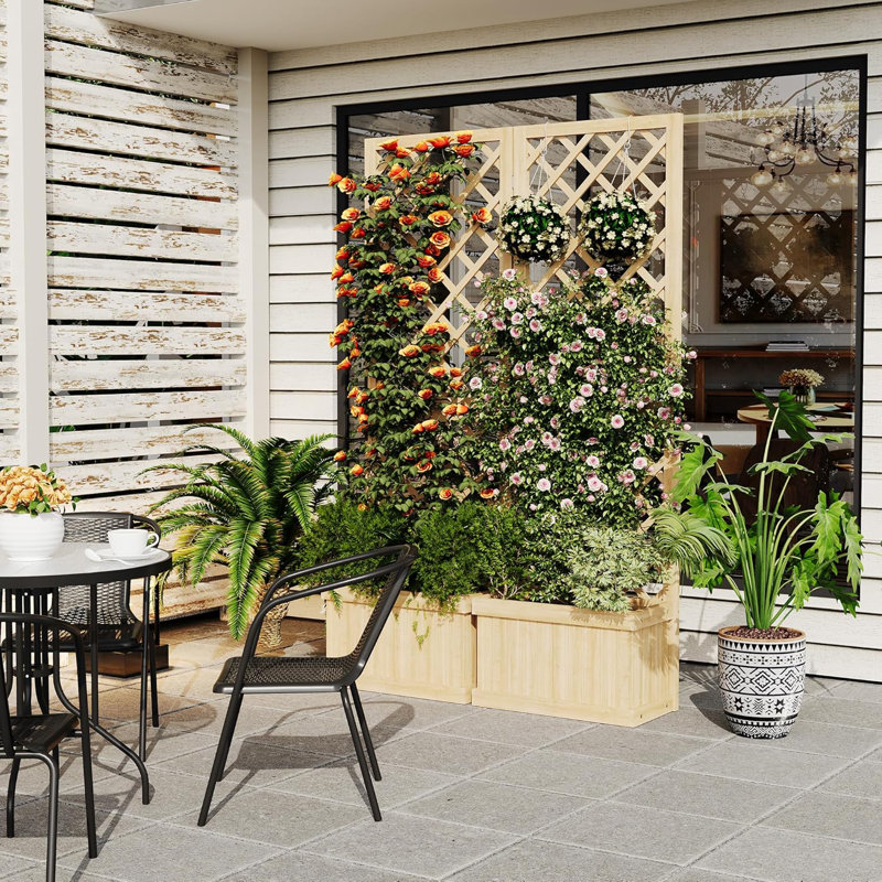 Wood Pot Planter, 165.2cm H x 105cm W x 26.4cm D