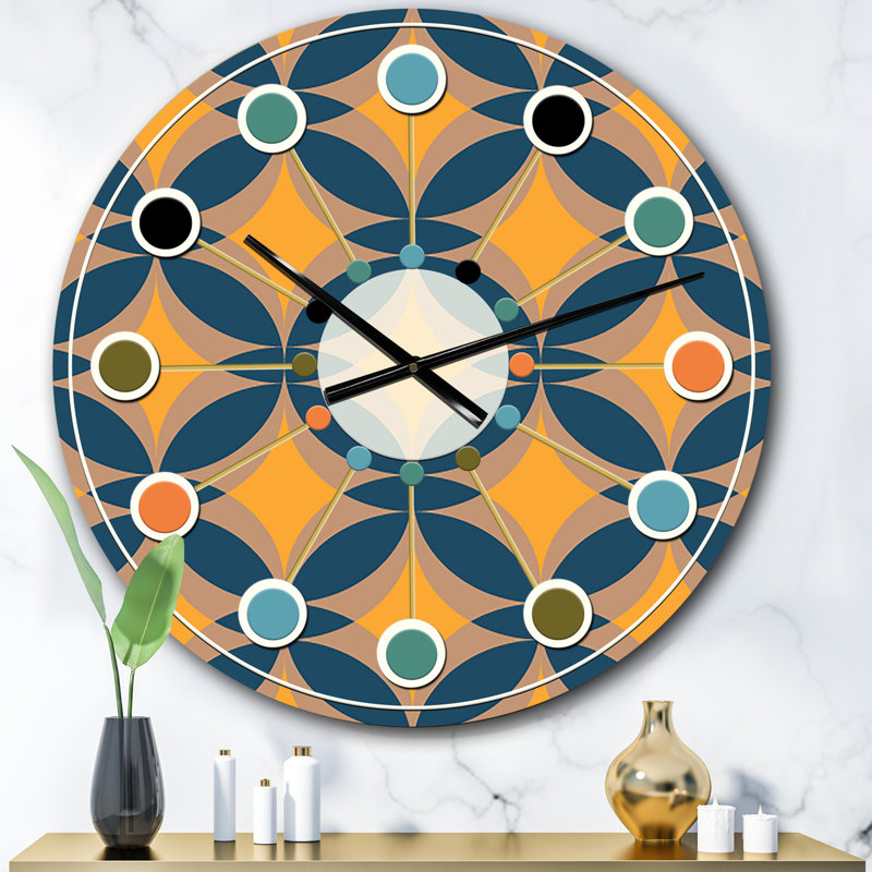 Abstract Abstract Design III - horloge murale moderne Mid-Century, Surdimensionné