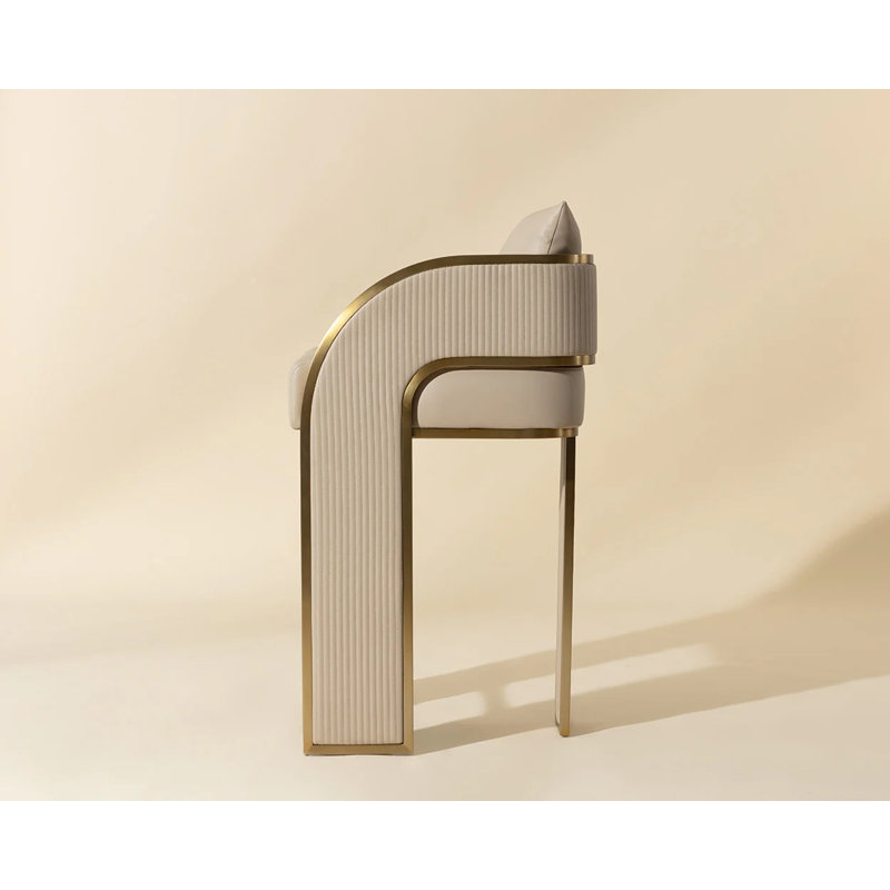BAZ Upholstered Stool, Bar Stool (30” Seat Height), Beige