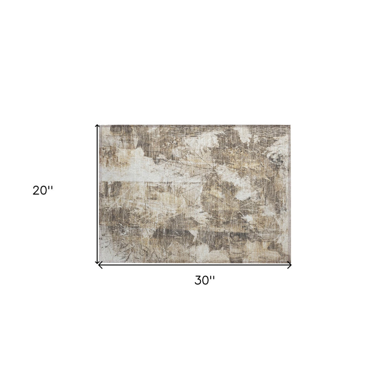 Tapis extérieur lavable antidérapant 2 pi x 3 pi taupe et ivoire