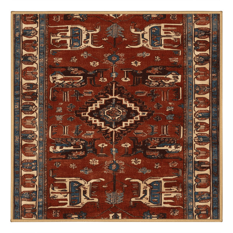 Machine Washable Persian Brown Area Rug, Square 5'