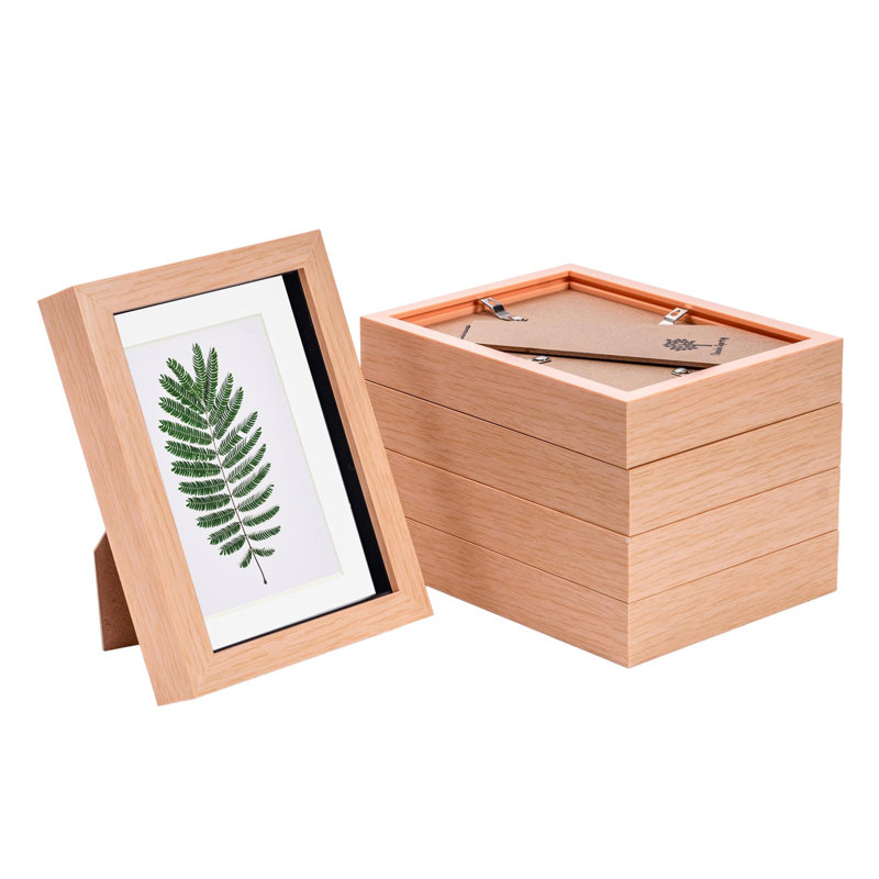 Nicola Spring - 3D Box Photo Frames - 5 x 7" with 4 x 6" Mount, Light Wood/White