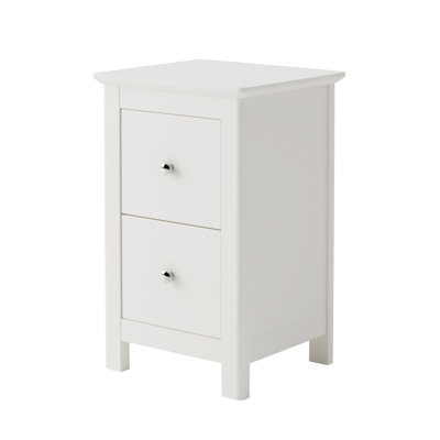 Nairn 2-Drawer White Bedside Cabinet, Stylish Table with Storage