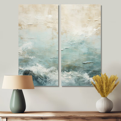 Modern Coastal Beige And Blue River I - Coastal Coastal Ocean Canvas Wall Art