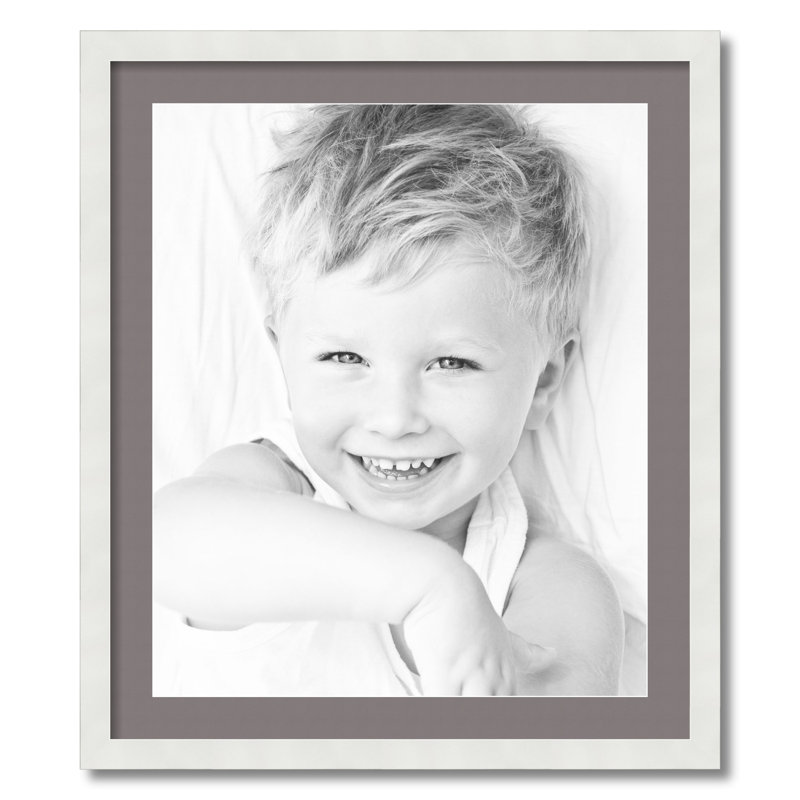Wood Matte Picture Frame with Mat, Pewter