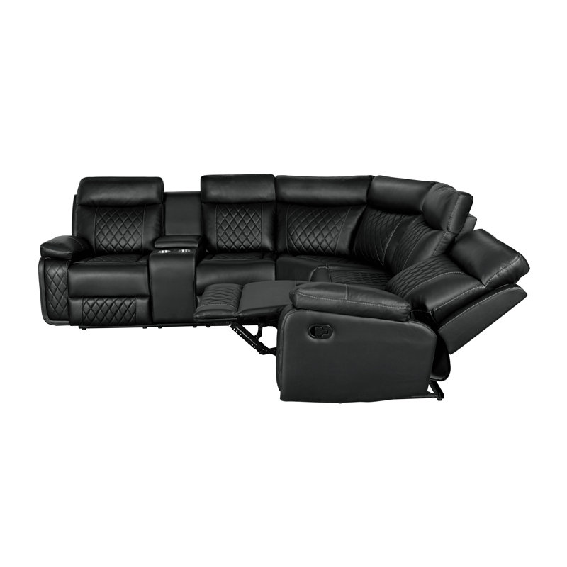 Fauteuil inclinable manuel de cinéma maison avec rangement caché Eden, Noir, noir, noir, noir