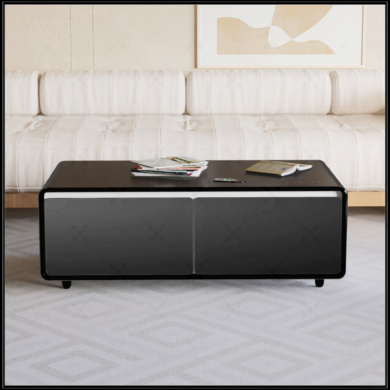 Table basse Modern Smart avec réfrigérateur intégré, Noir