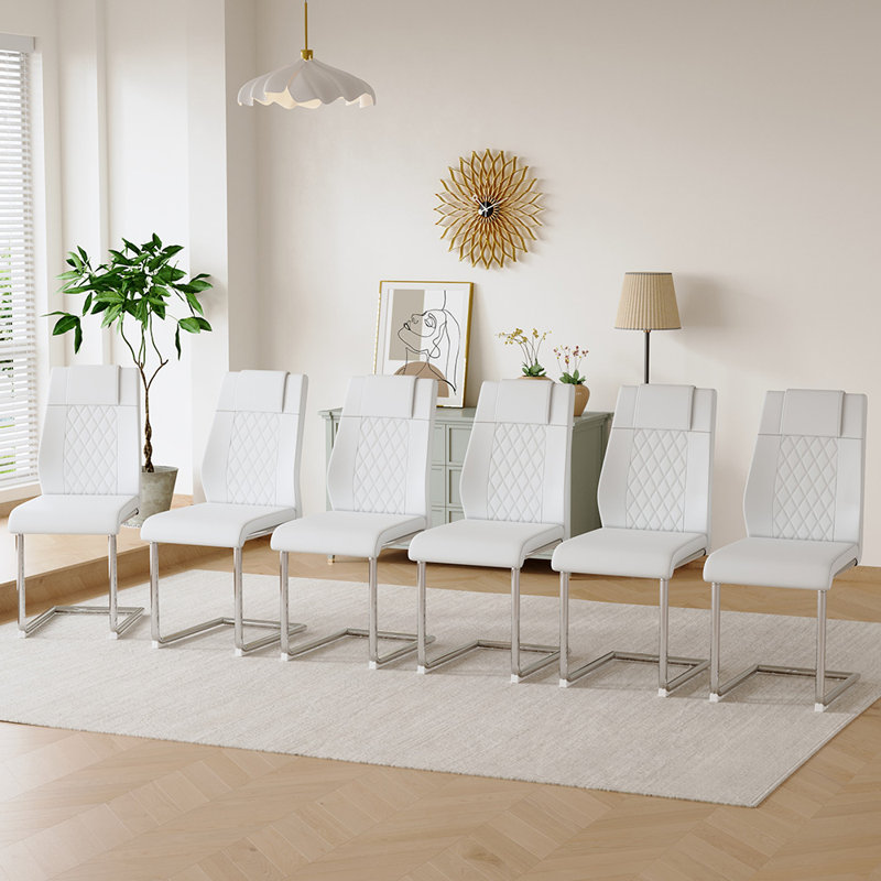 Chaises de salle à manger modernes, Argent, 6, Blanc