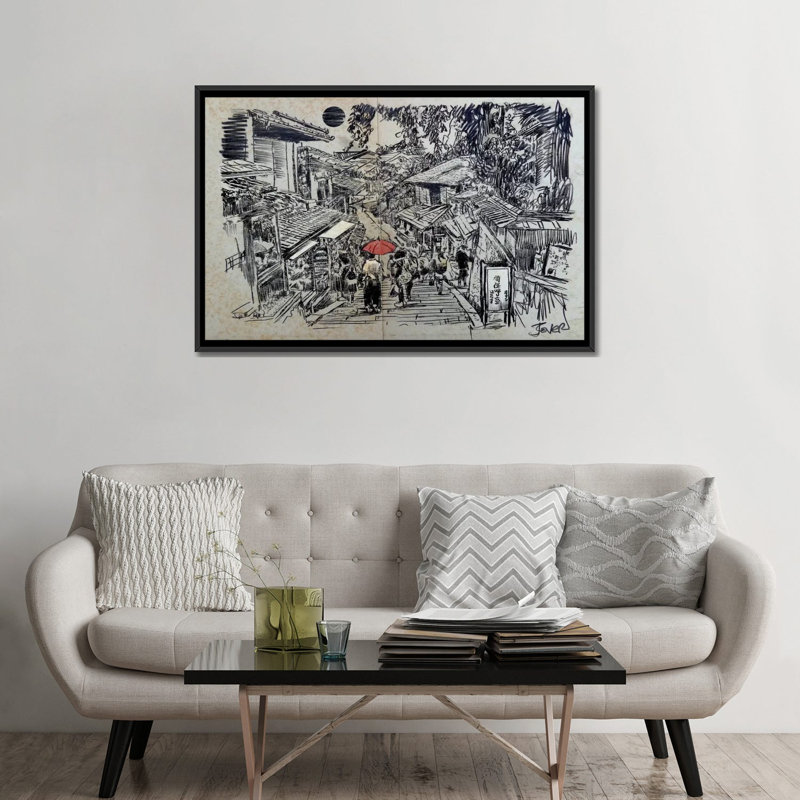 « kyoto moment », impression sur toile, Toile avec cadre noir, H 32 po x l 48 po x P 1,5 po