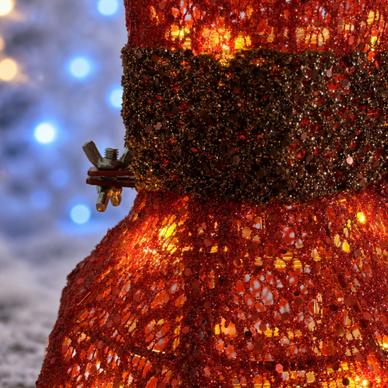 Lampadaire de décoration de Noël 60 po avec DEL blanc chaud et nœud rouge pré-éclairé, vin rouge