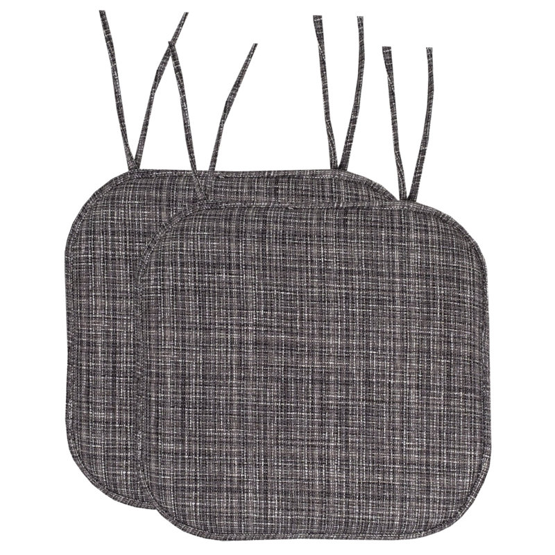 Coussin de chaise antidérapant en mousse à mémoire de forme 16 po x 16 po Aria, Paquet de 6, Gris / noir