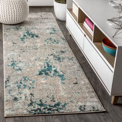 Lasley Contemporary POP Modern Abstract Vintage Faded Blue/Gray Rug