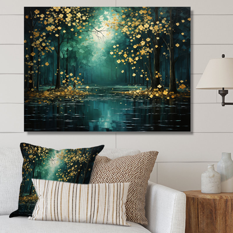 Décoration murale Bold Forest Emerald III - Forêt, H 30 po x l 40 po x P 1,5 po, Toile tendue