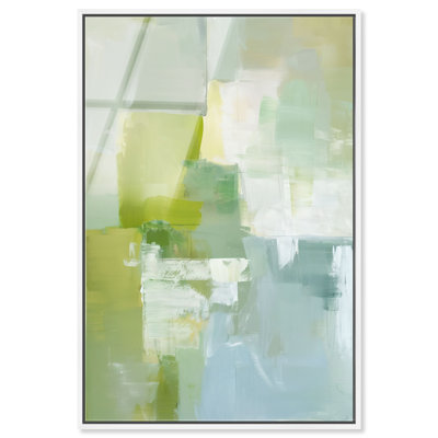 Mint Pastures II Framed Acrylic Print Green Abstract Art by Art Remedy, White Frame, 20 x 30