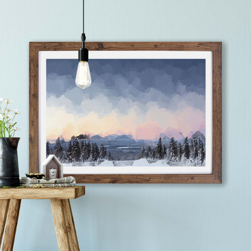 Sunrise In Finland - Single Picture Frame Print, Walnut, 62cm H x 87cm W x 2cm D