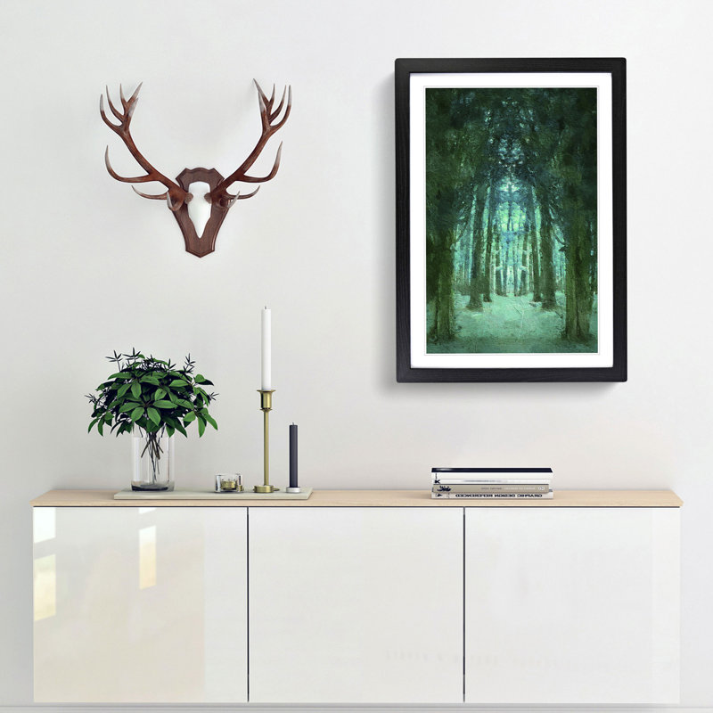 Forest Arch in Abstract - Framed Print, 65cm H x 48cm W x 2cm D, Black Framed