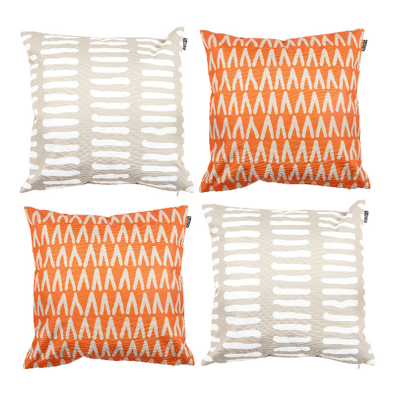 Stripe Indoor-Outdoor Cushions, Orange/Ivory