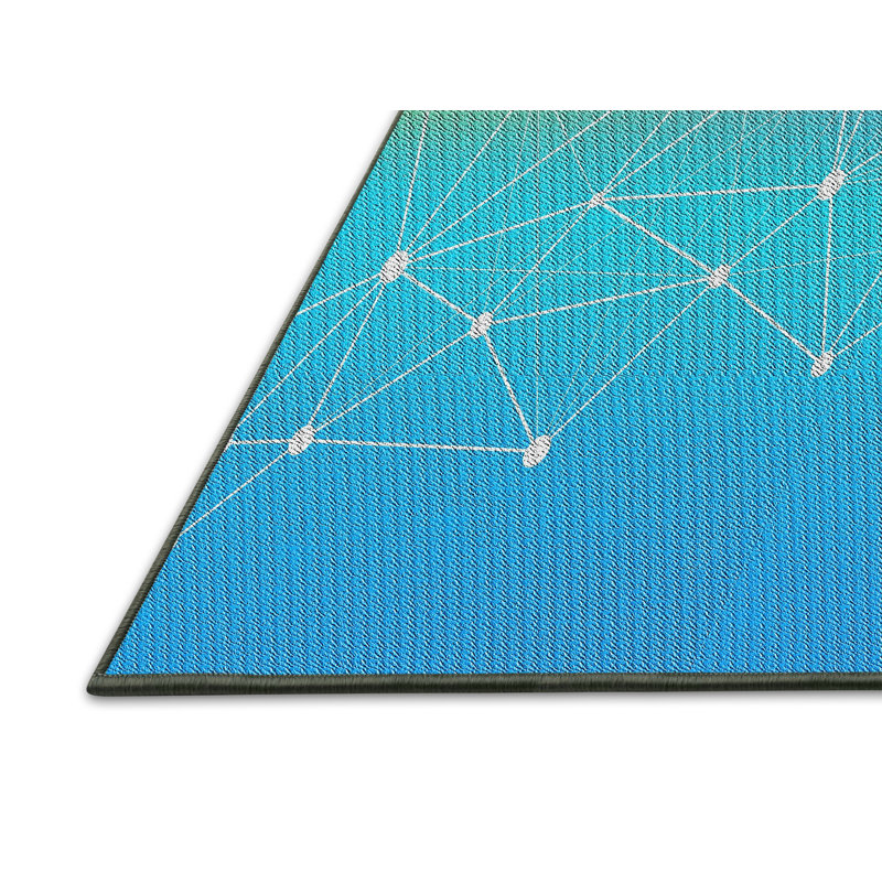 Tapis bleu/vert à motifs, Rectangle 2 pi x 4 pi