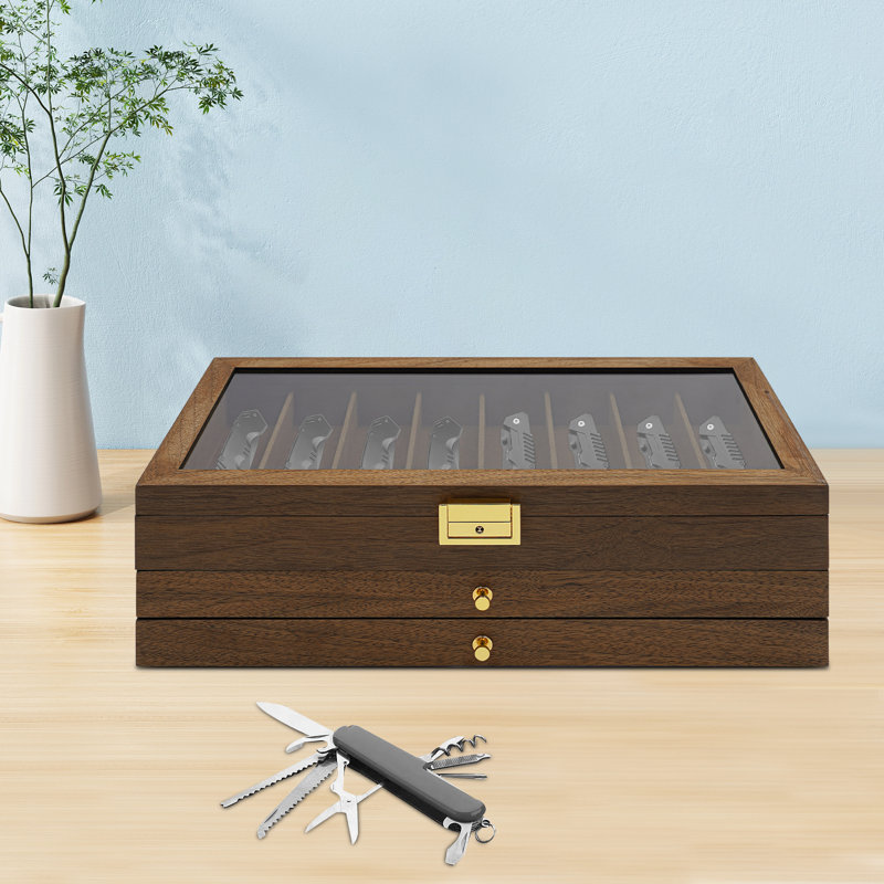 3-Tier Knife Display Case Organizer, Walnut