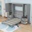 Lit escamotable double en bois avec 4 tiroirs et tablettes-543984695